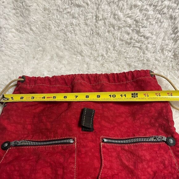 Kipling vintage 1990s red drawstring  Medium backpack nylon bag - Picture 6 of 11